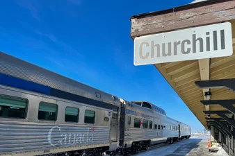 VIA Rail Winnipeg-Churchill sleeper train at the Churchill train station