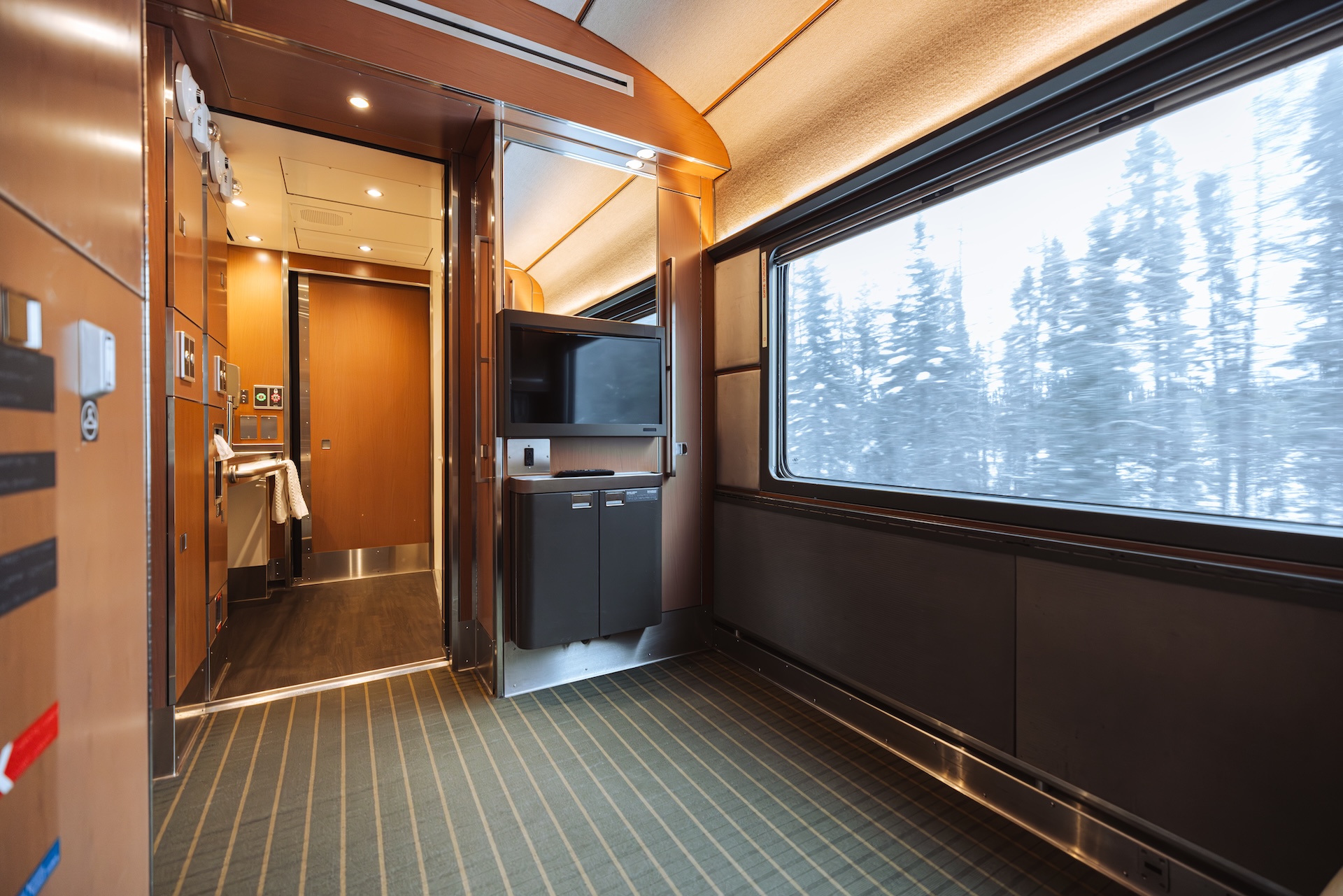Accessible Prestige class cabin interior onboard VIA Rail's train, The Canadian