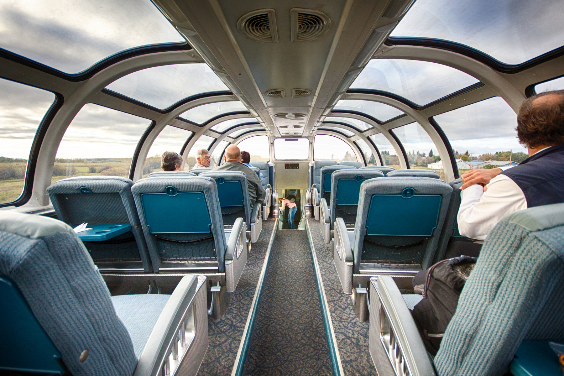 Seniors in the dome viewing area of the Skyline Car of The Canadian train