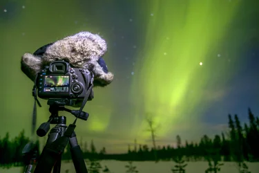 Northern Lights seen through a DSLR camera display