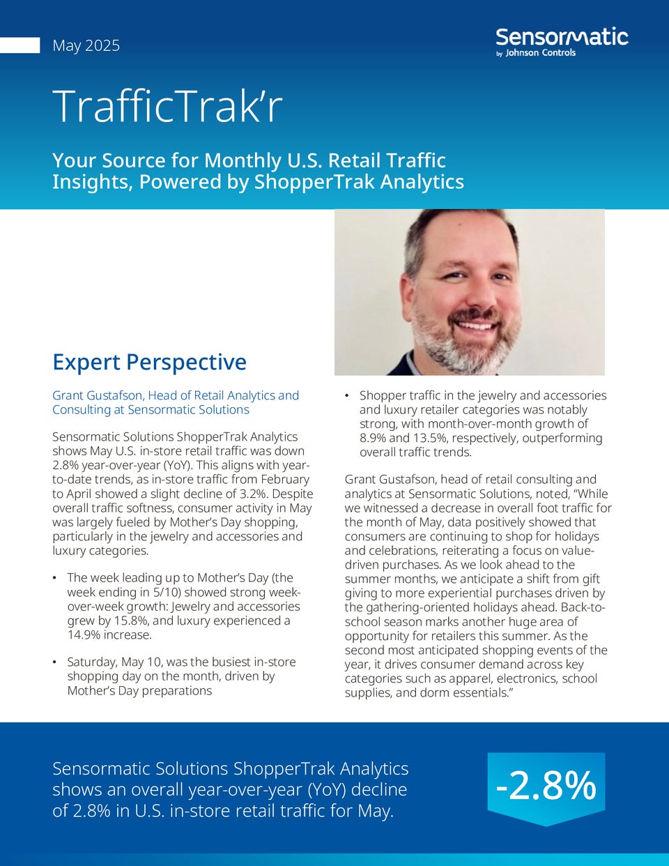 sensormatic traffictrakr report may 2025 from shoppertrak analytics