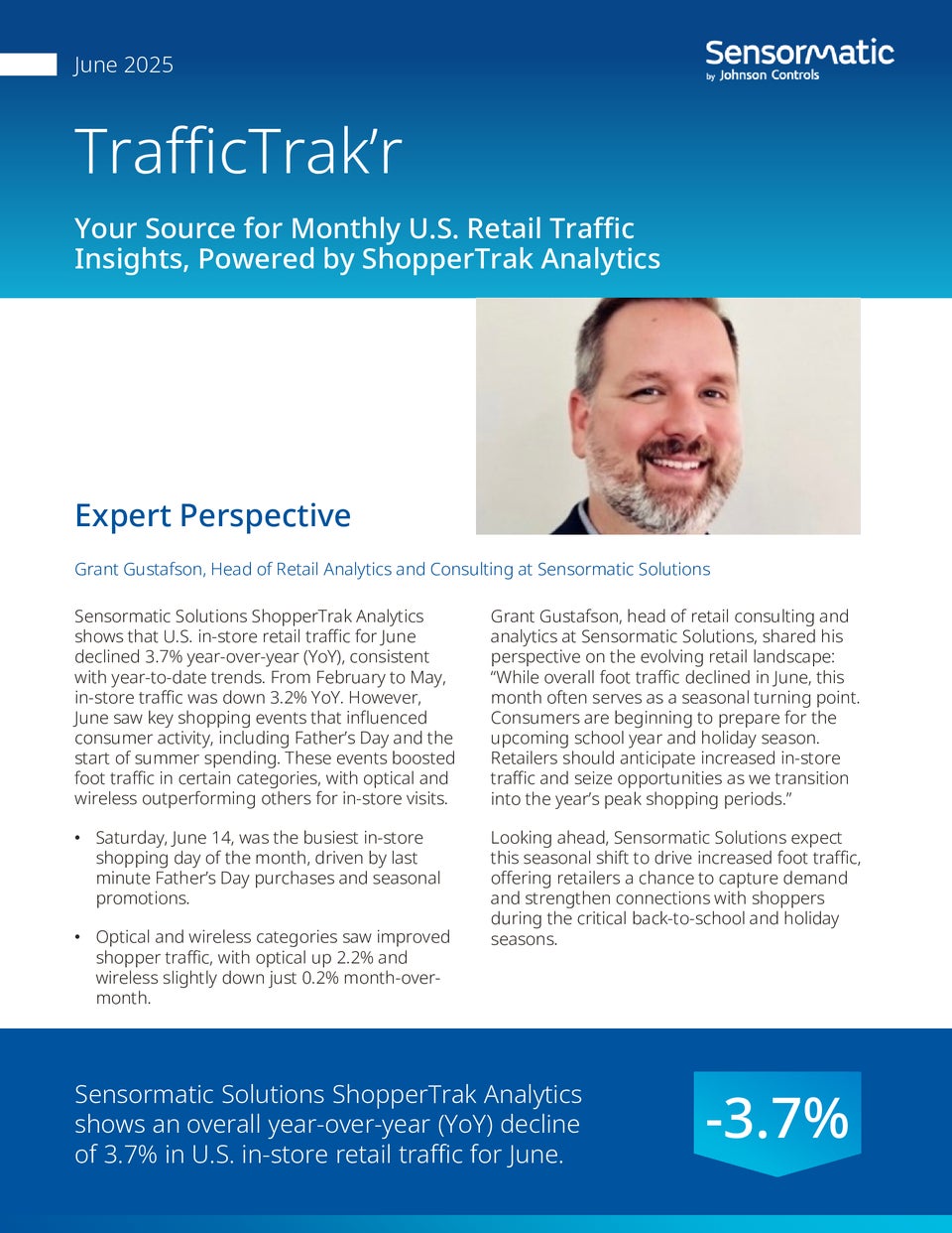 sensormatic traffictrakr report June 2025 from shoppertrak analytics