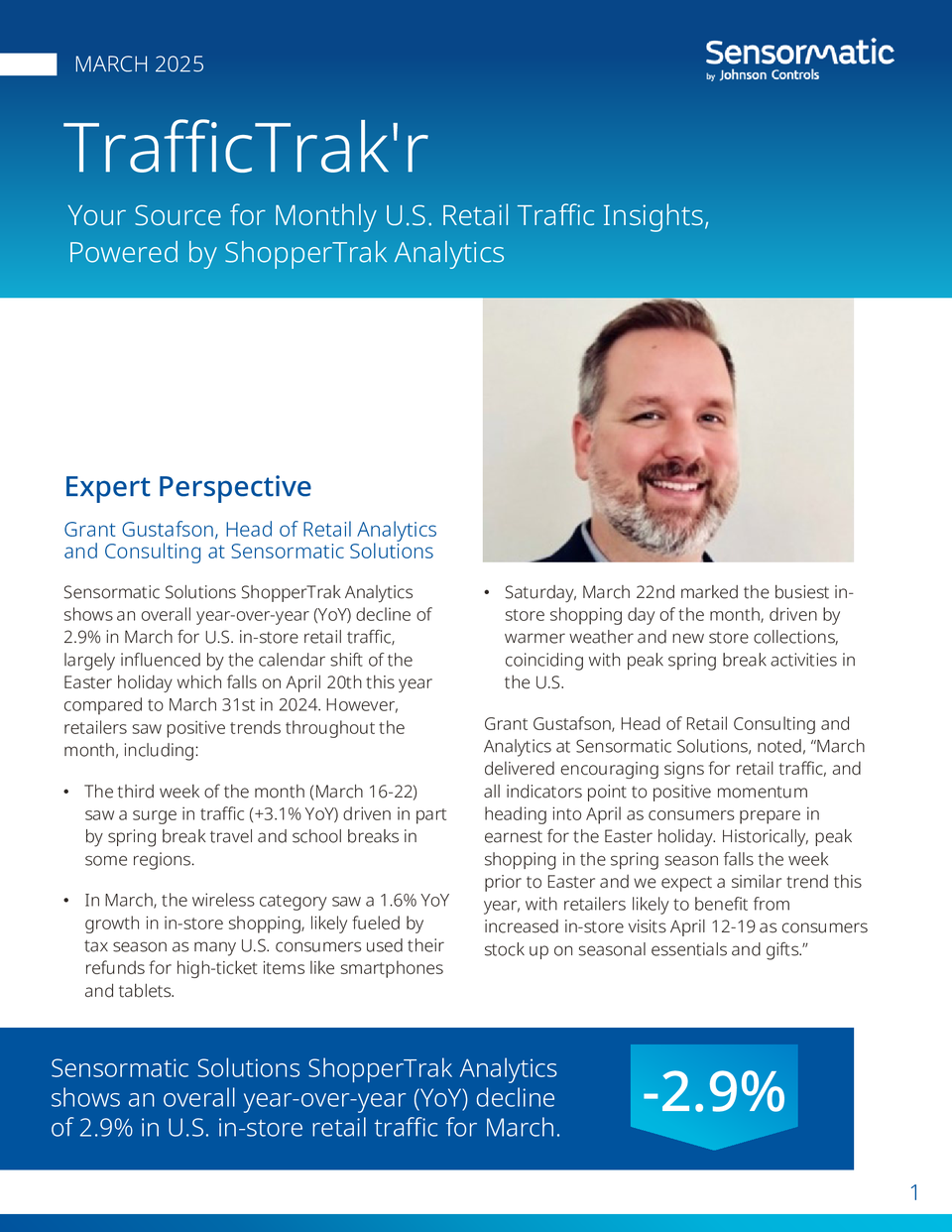 sensormatic traffictrakr report march 2025 from shoppertrak analytics