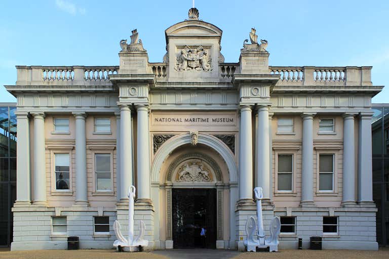 The entrance of the National Maritime Museum in London.