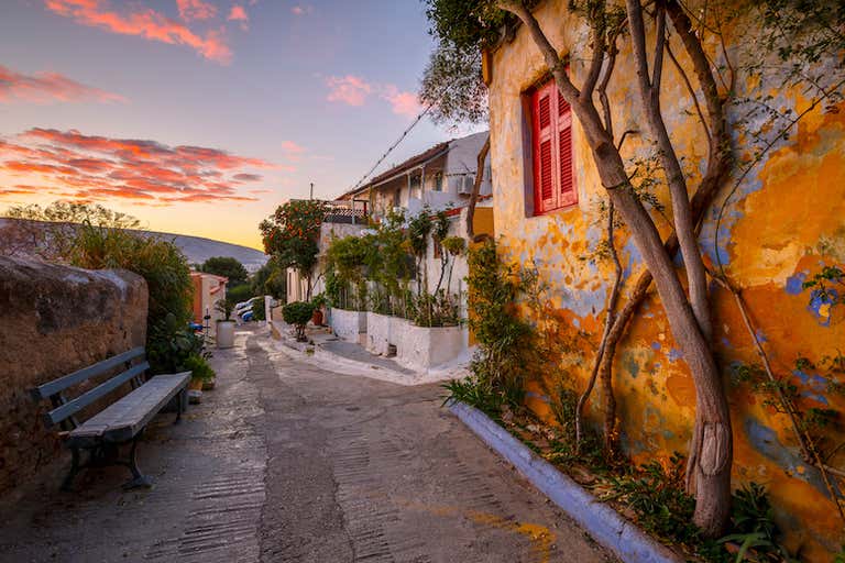 Anafiotika Street at sunset