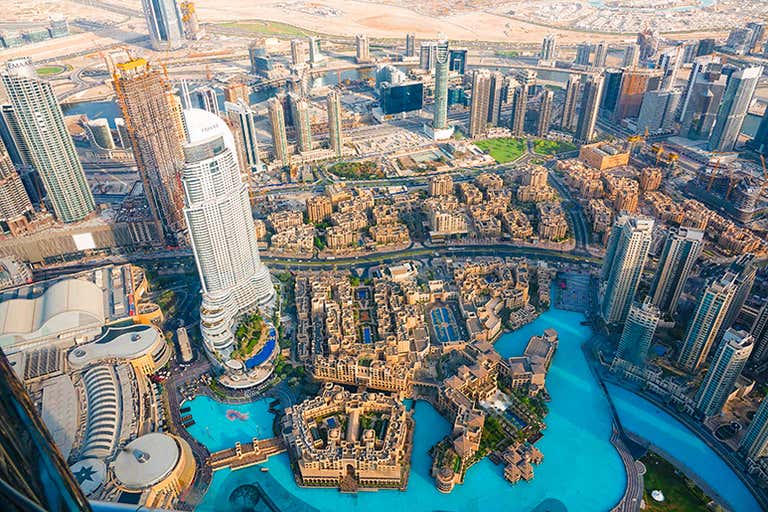 La vista dalle terrazze panoramiche del Burj Khalifa, che si trovano al 124°, 125° e 148° piano.