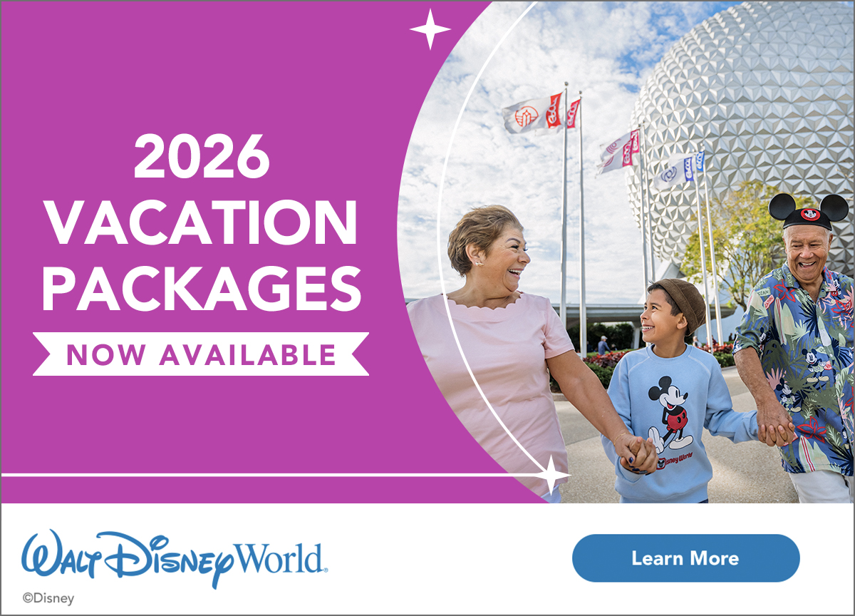 Walt Disney World Vacation Package Discounts 2025 Specials FY25 WDW CC 2026 Annual Product Banners EPCOT 1200x864 
