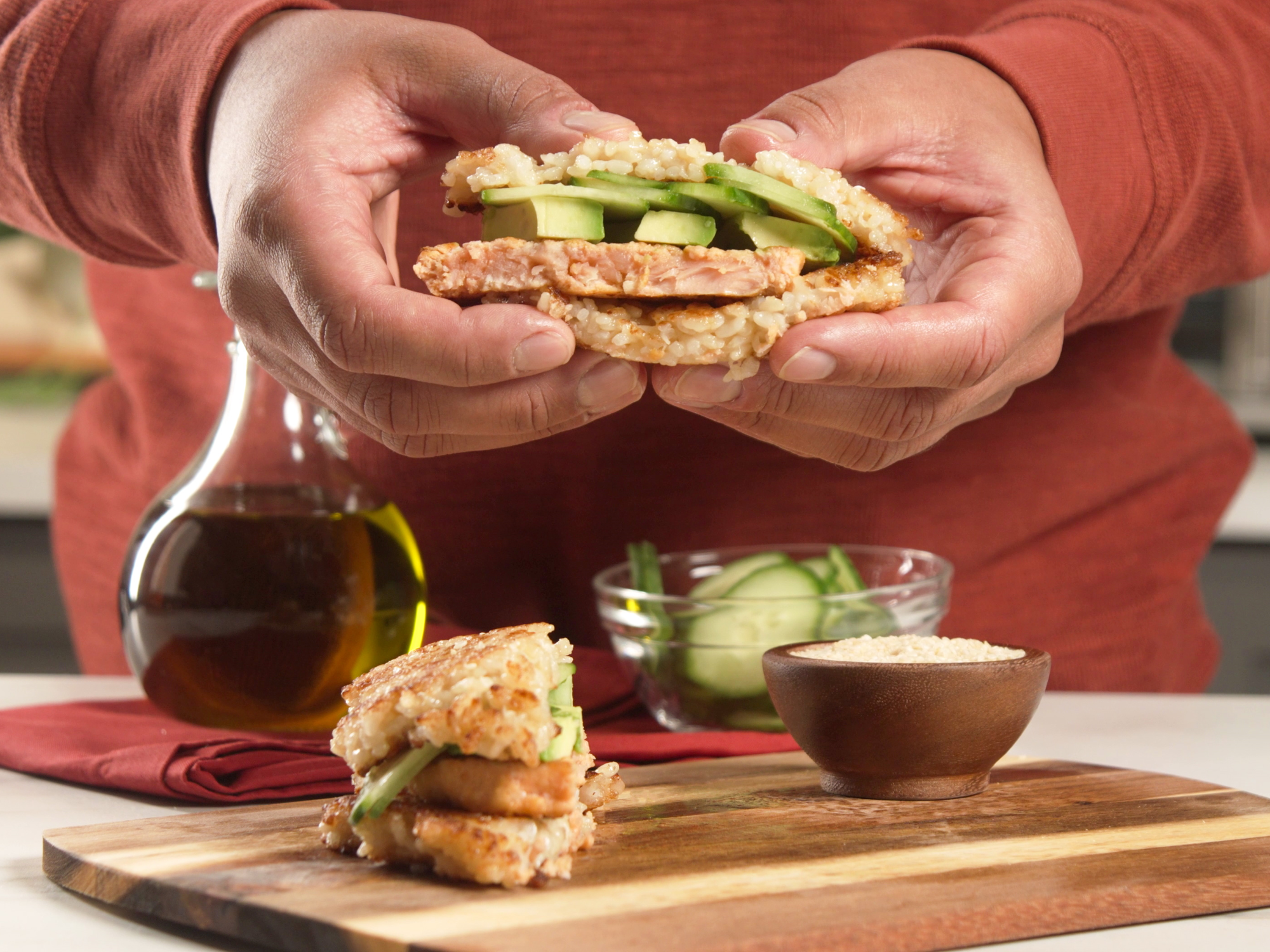 Crispy Rice Alaska Salmon Burger | Recipes | Trident Seafoods