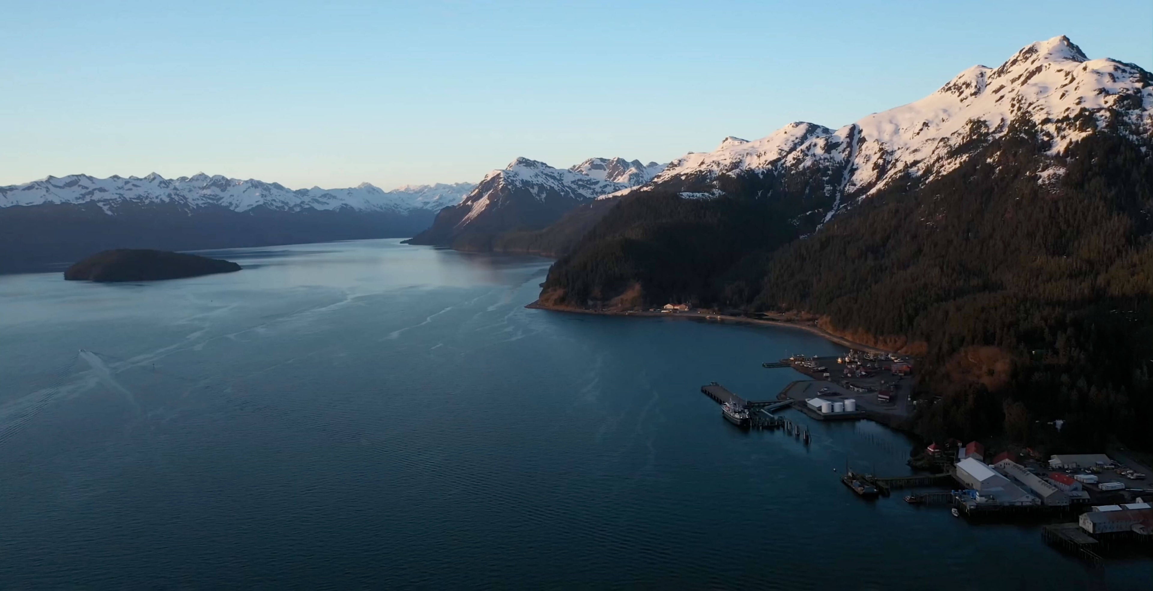 Aerial photo of Alaskan coastline