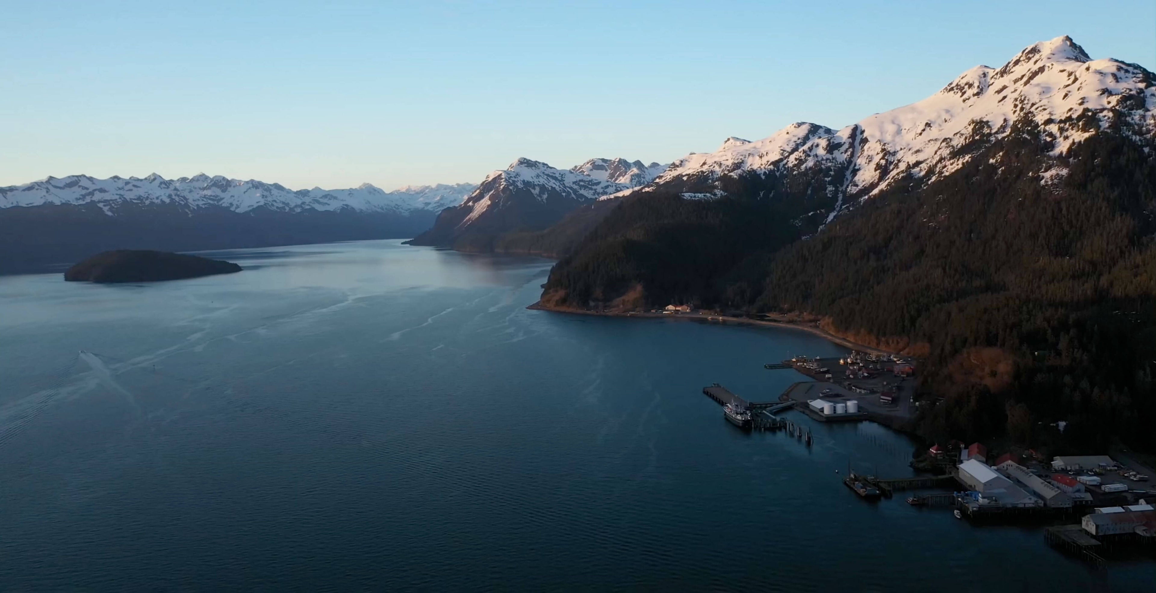 Aerial photo of Alaskan coastline