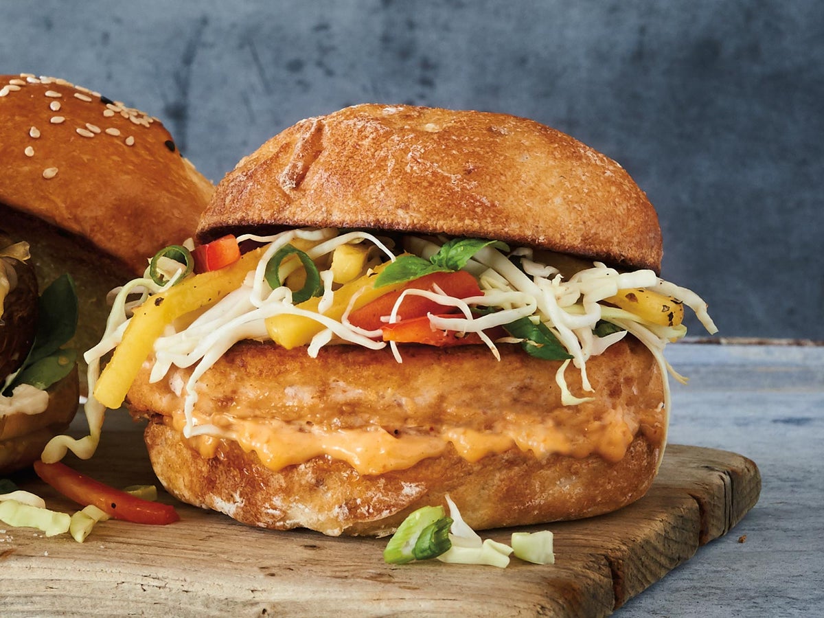 Wild Alaska Pollock Burger Thai Papaya Salad