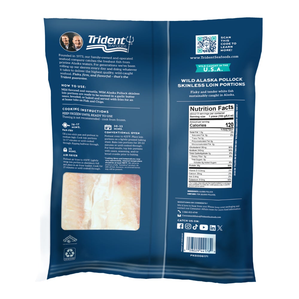 Wild Alaska Pollock Skinless Loin Portions slide 1