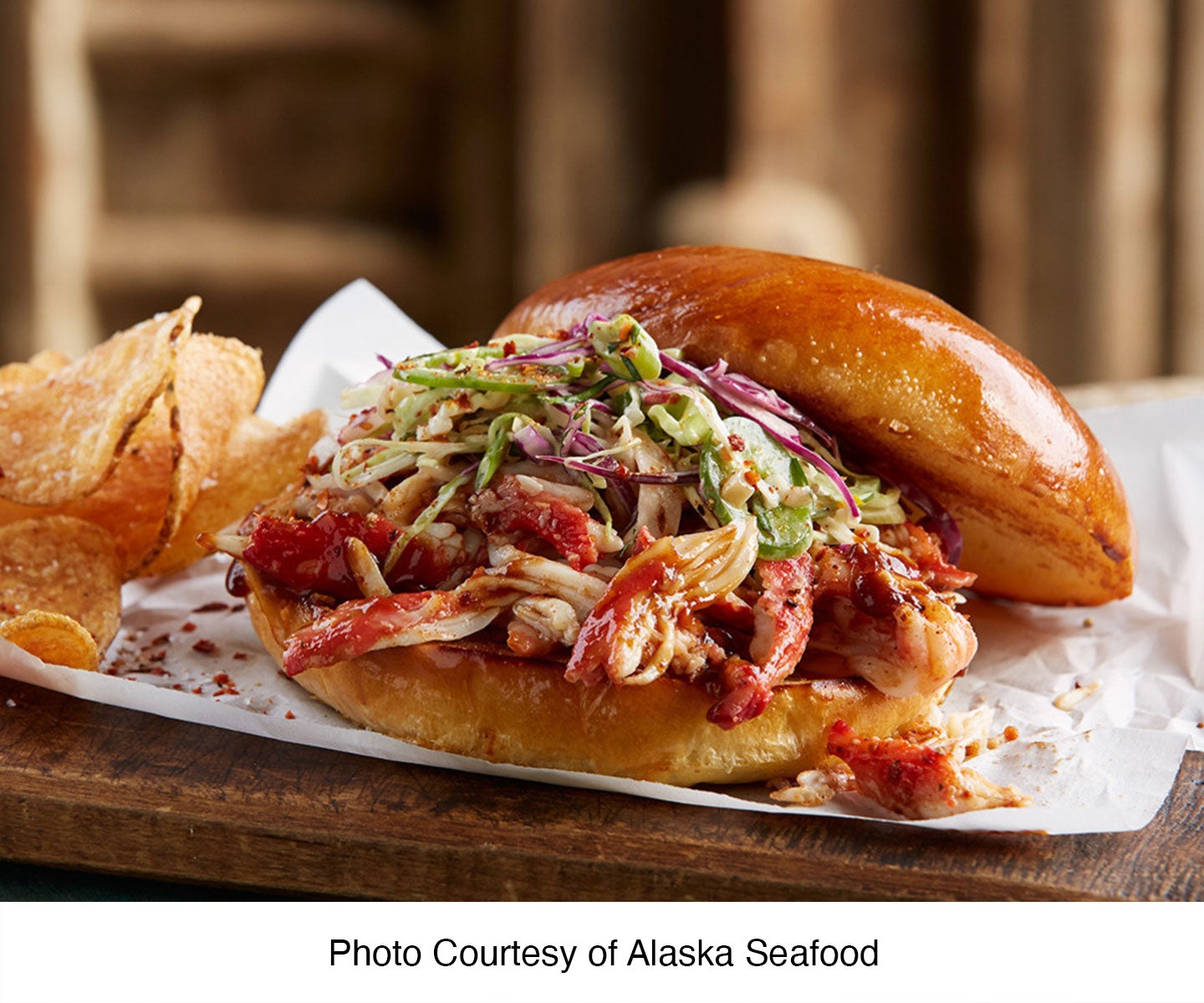 Pulled BBQ Alaska King Crab Sandwich