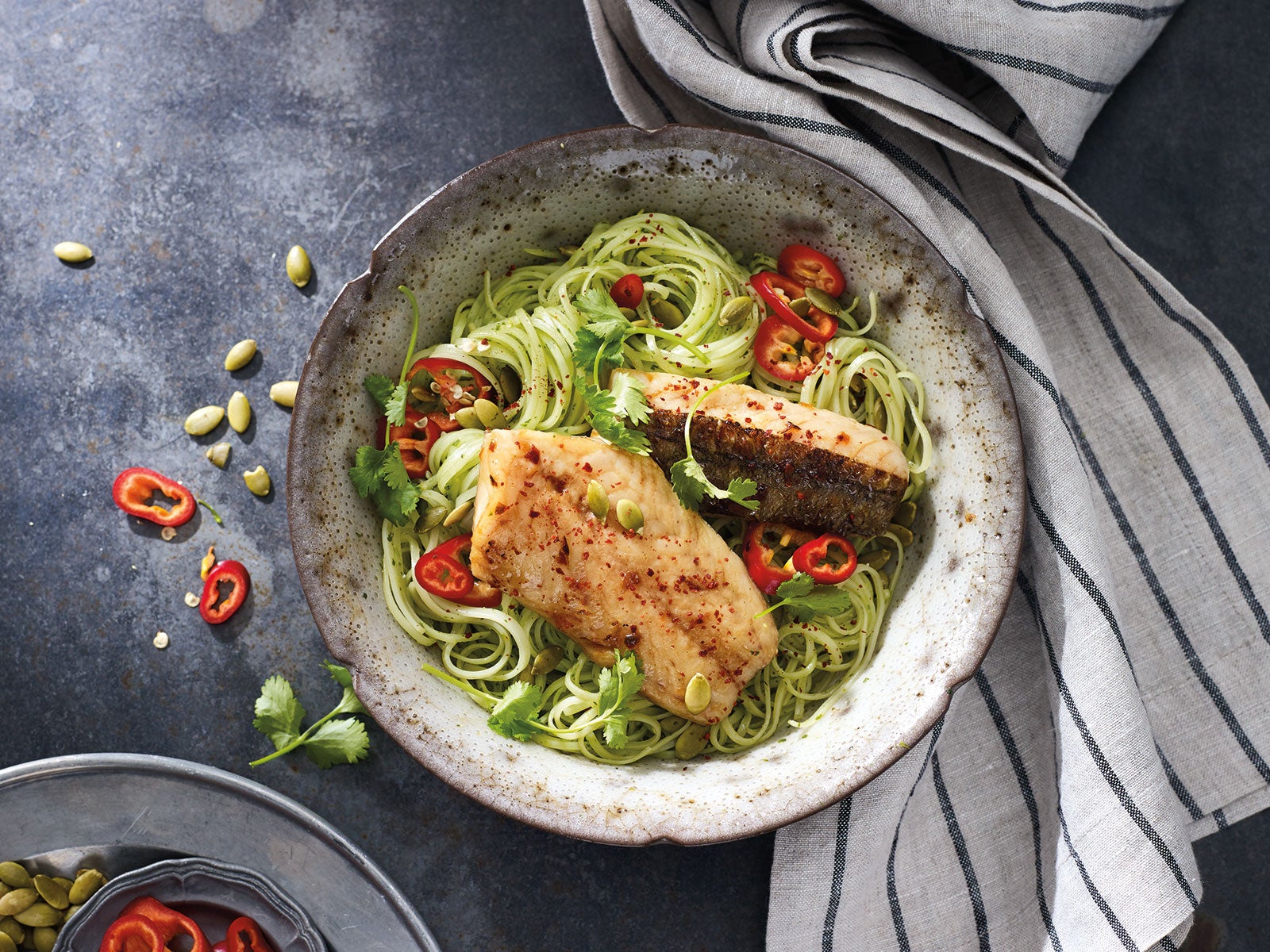 Wild Alaska Pollock with Sambal Glaze and Cilantro Rice Noodles