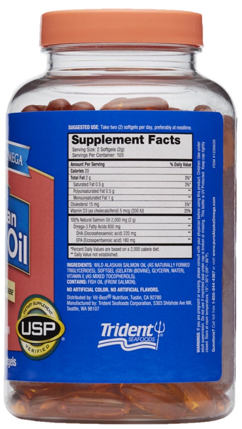 Wild Alaskan Salmon Oil 1000mg Dietary Supplement slide 1