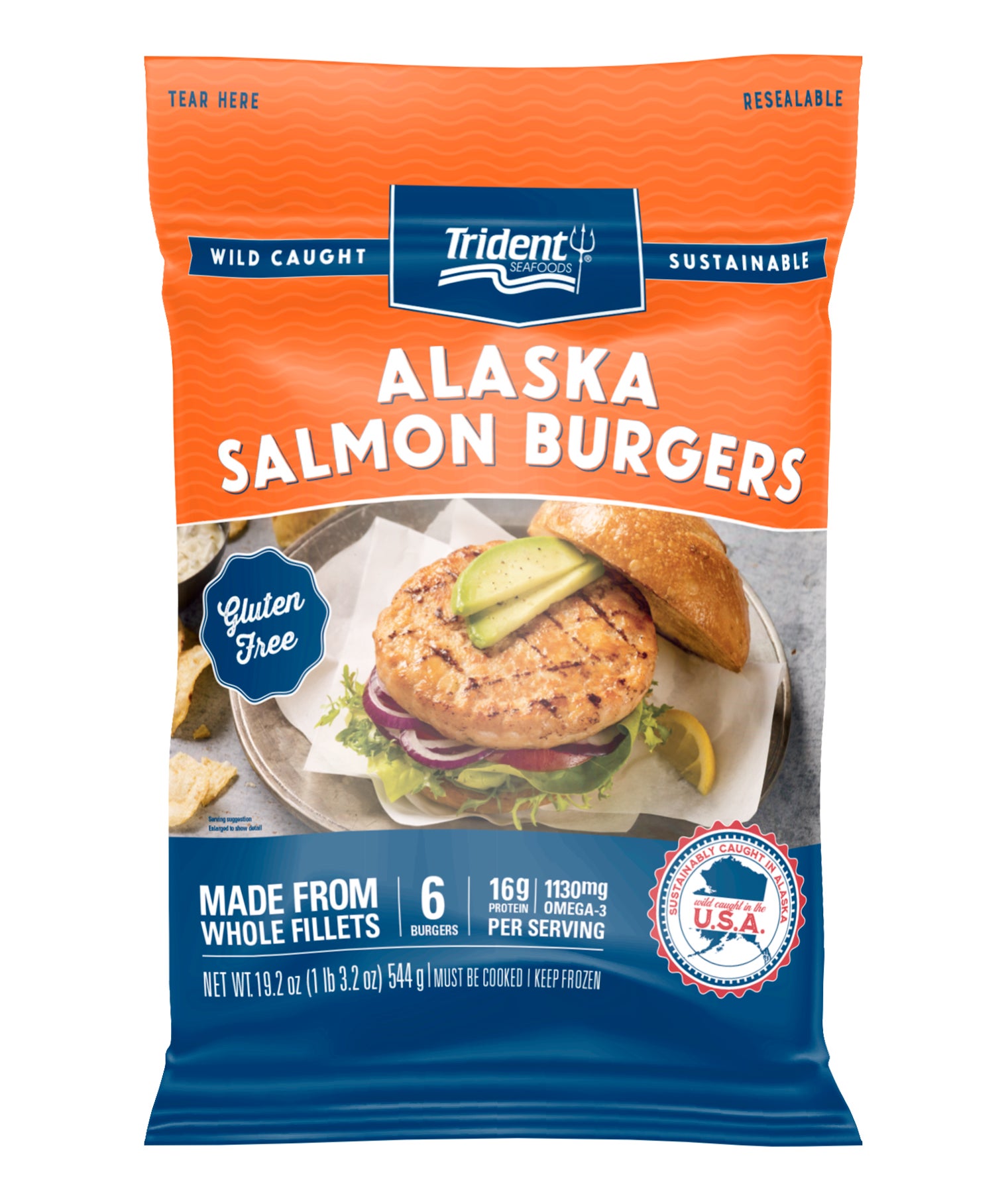 Alaska Salmon Burgers (6 count) Packaging