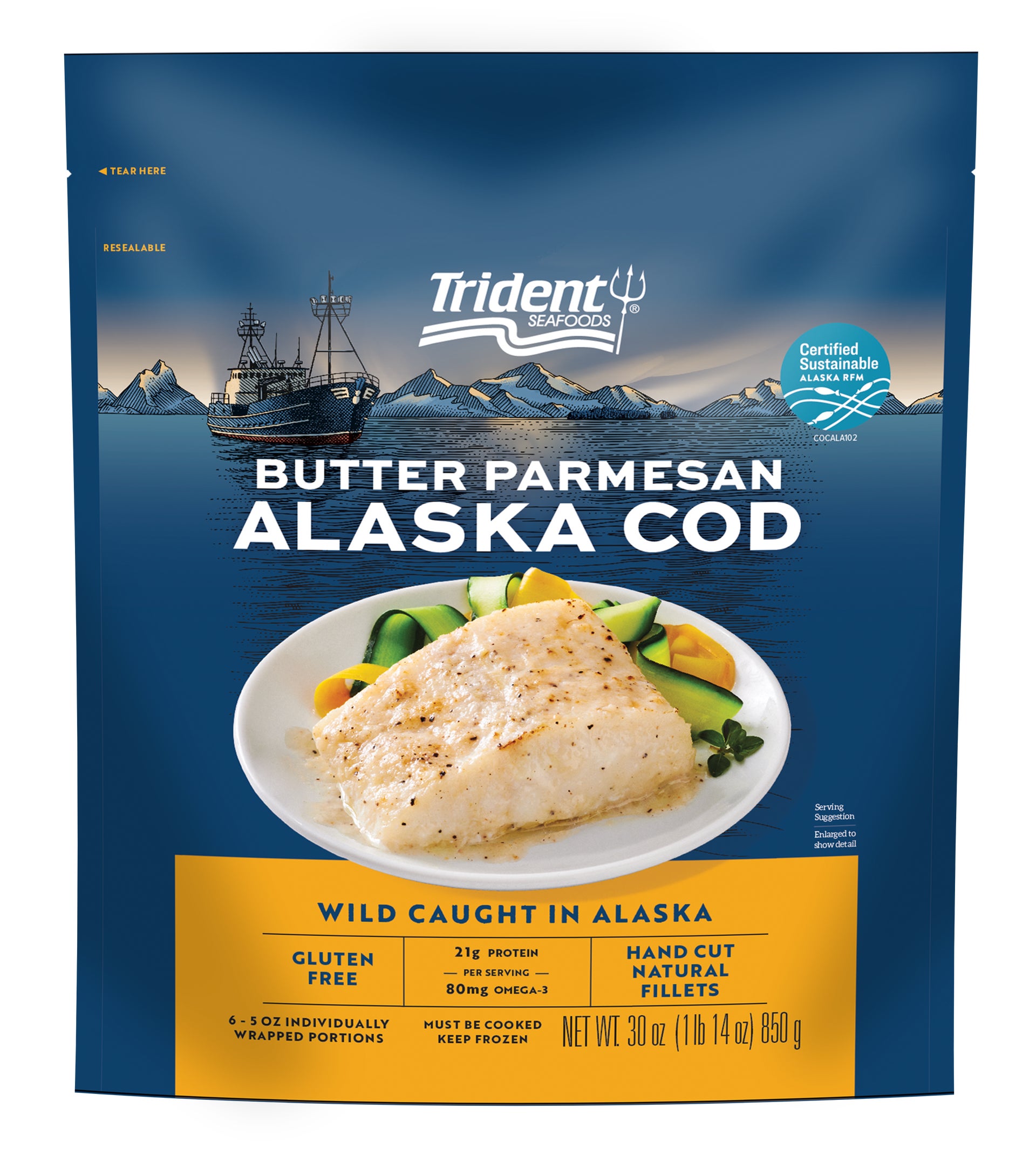 Butter Parmesan Wild Alaska Cod Packaging