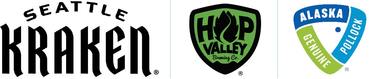 Seattle Kraken, Hop Valley and Alaska Genuine Pollock logos.