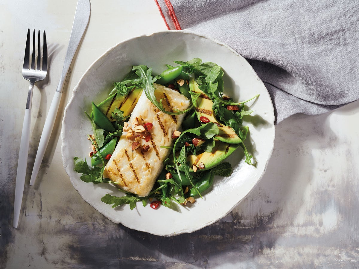 Wild Alaska Pollock Salad with Grilled Avocado & Vietnamese Vinaigrette