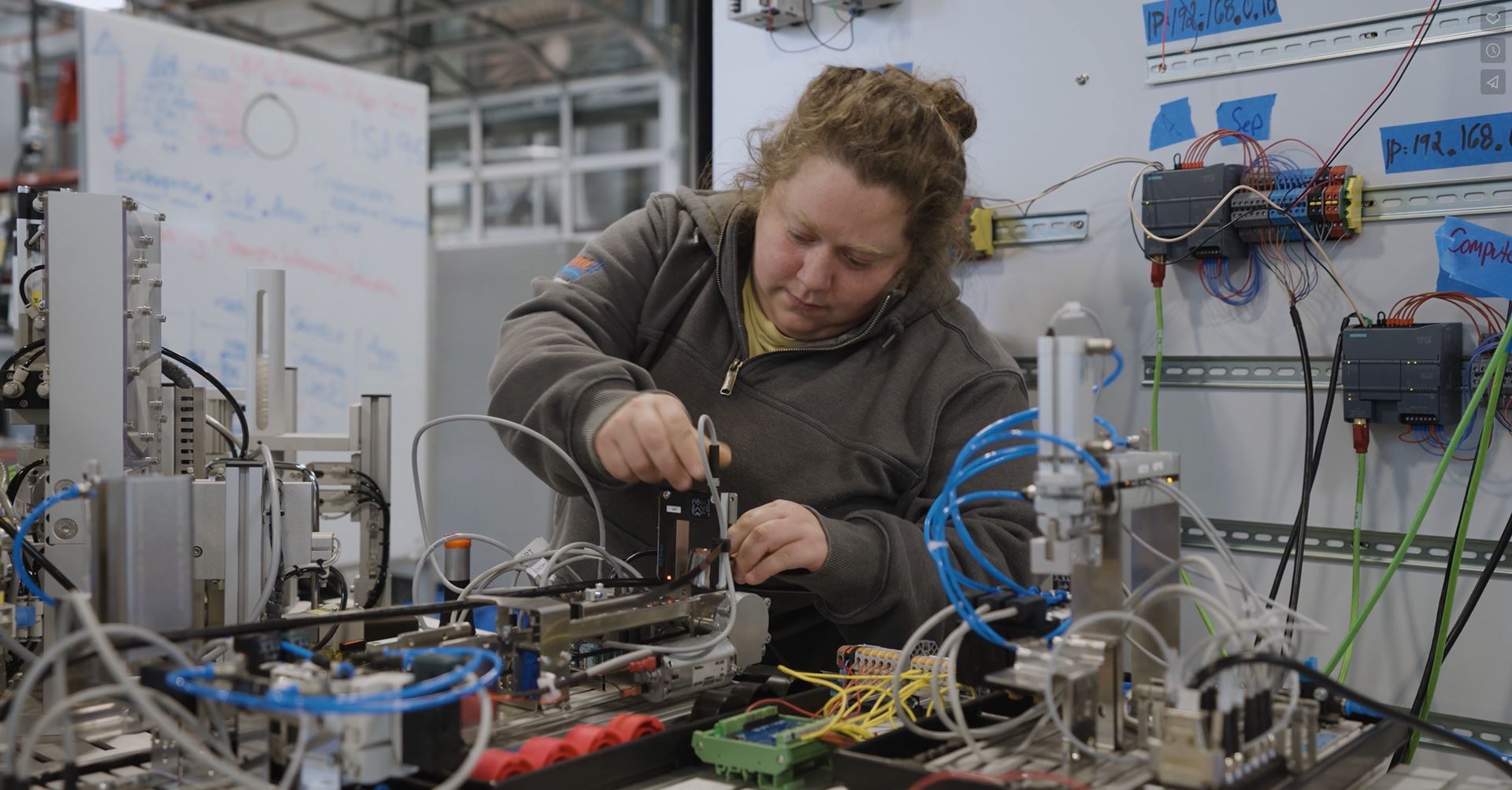 A Trident skilled trades employee gets hands-on learning through Clover Park's Mechatronics program