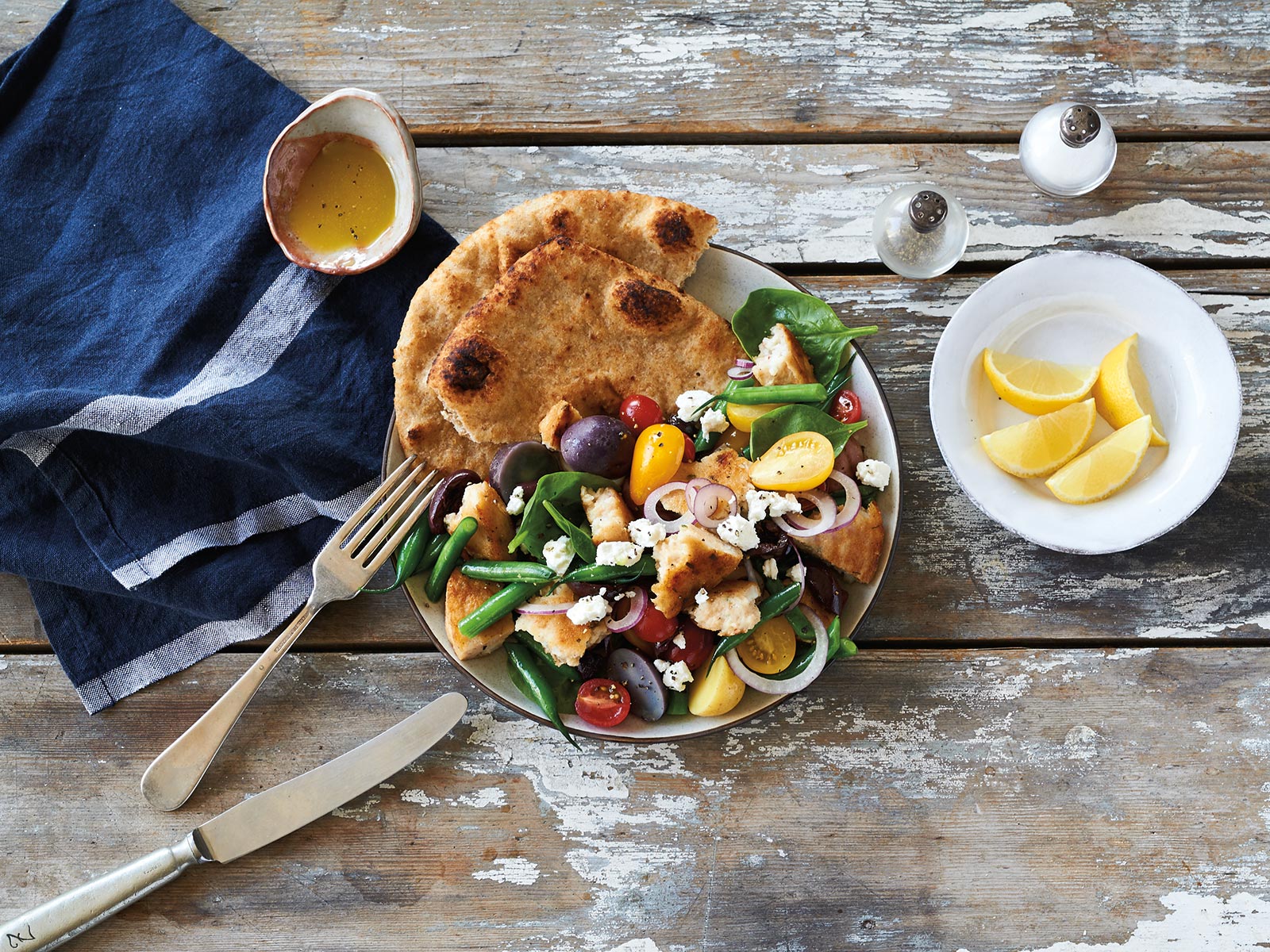 Mediterranean Style Wild Alaska Pollock Burger Salad