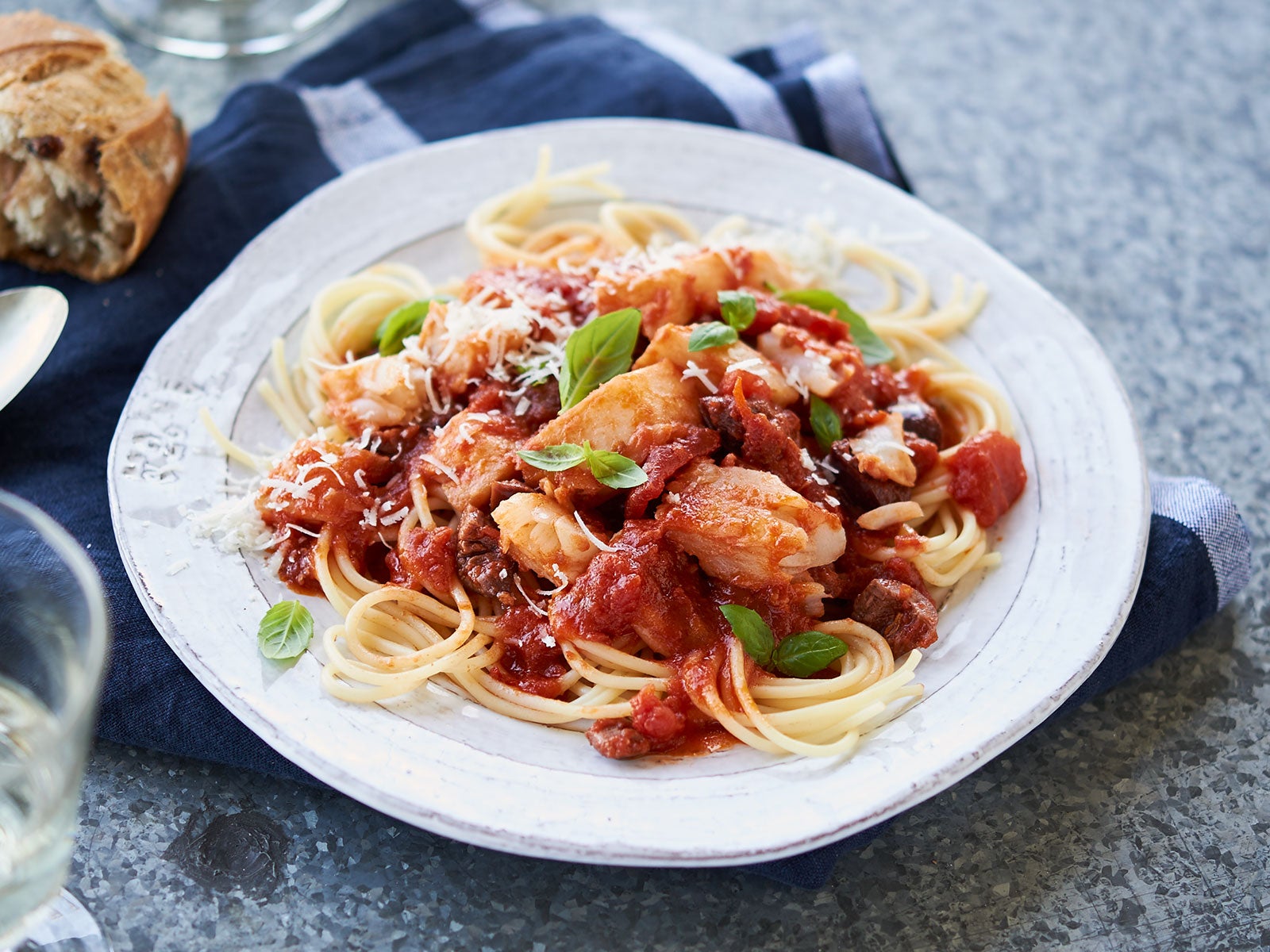 Spicy Wild Alaska Pollock with Pasta