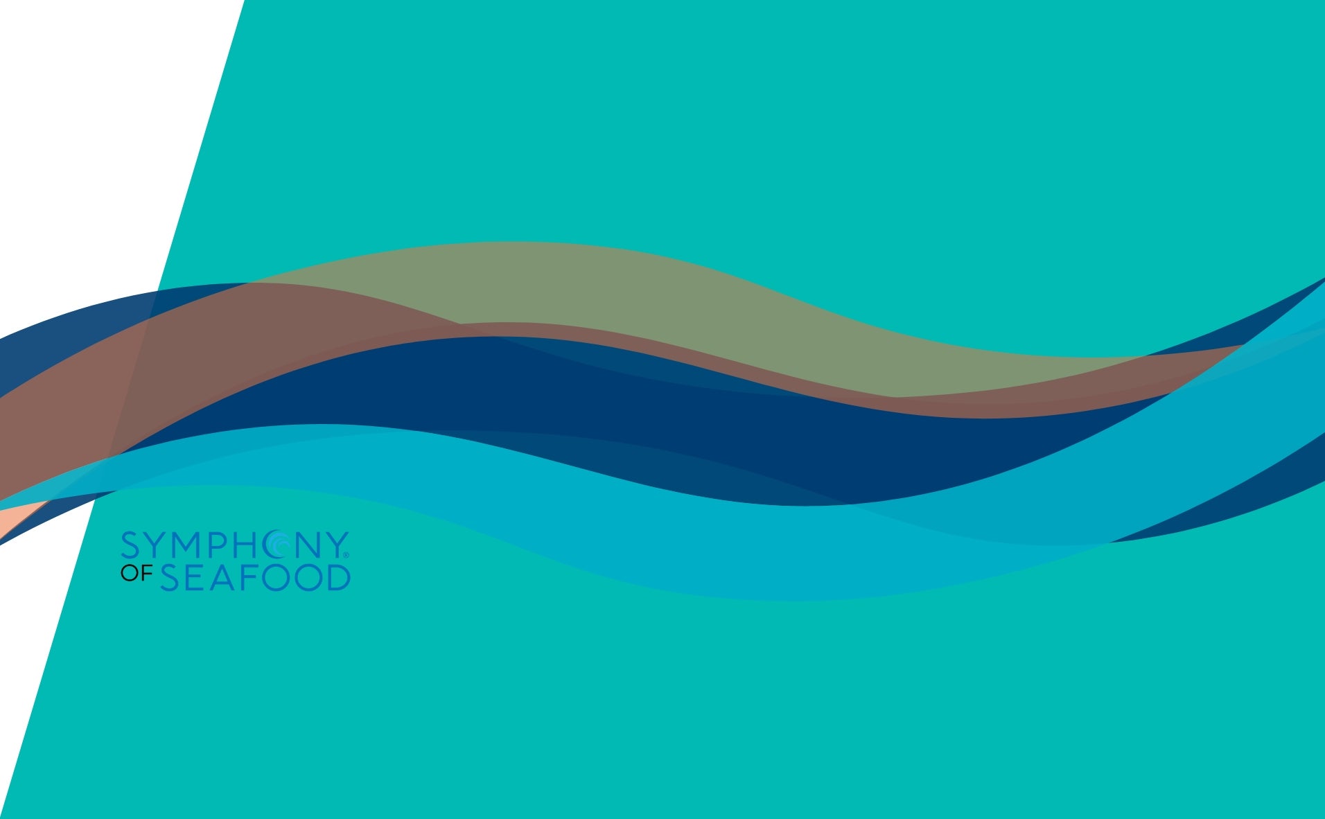 A blue background with a multi-colored wave effect, and the Alaska Symphony of Seafood logo