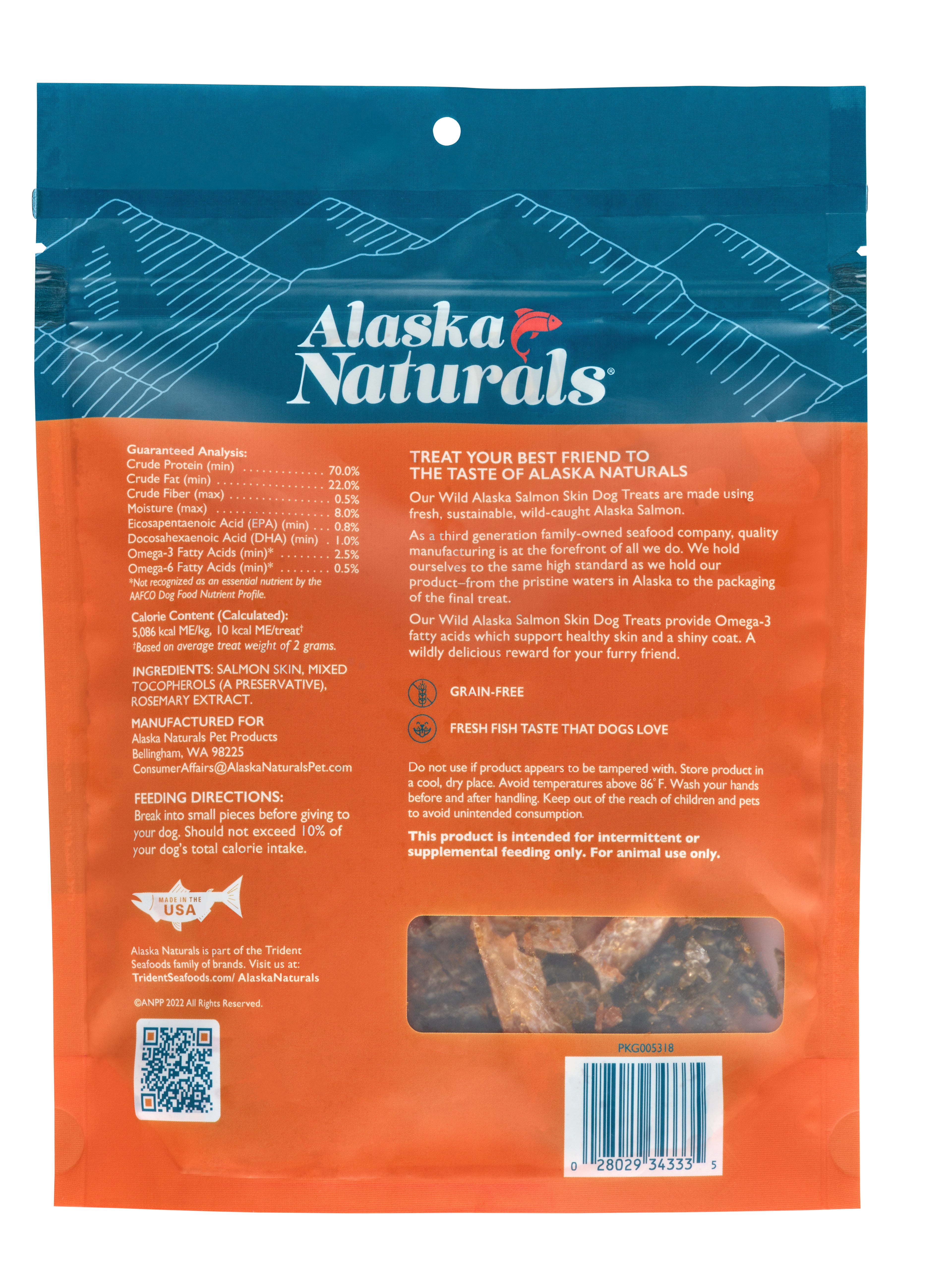 Wild-Caught Alaska Salmon Skin Dog Treats slide 1