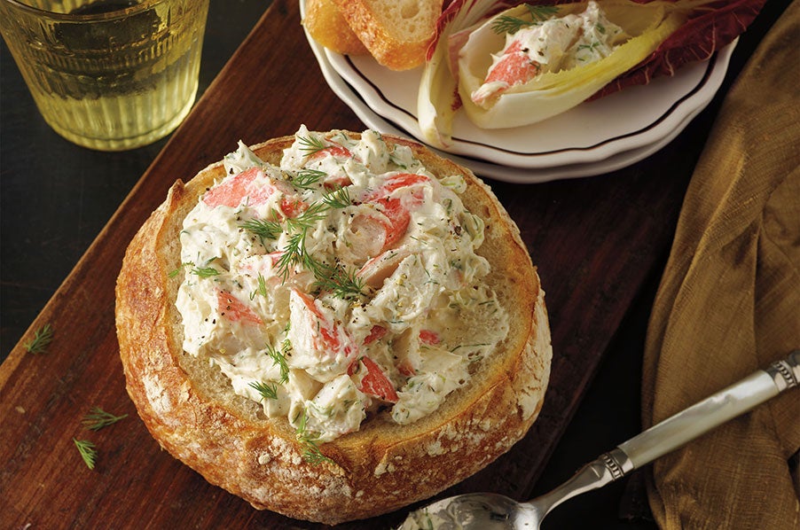 Dilled Seafood Dip in Bread Bowl