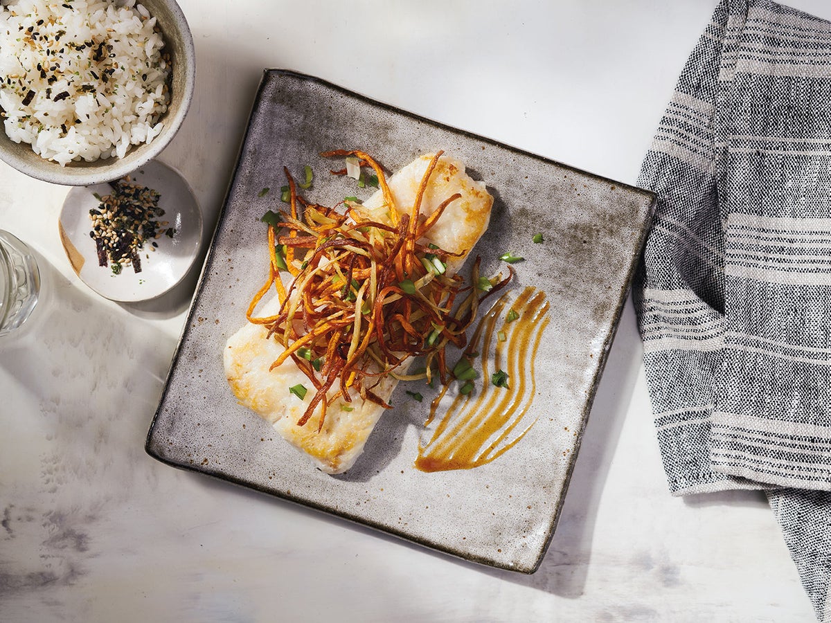 Roasted Wild Alaska Pollock with Frizzled Carrots & Ginger