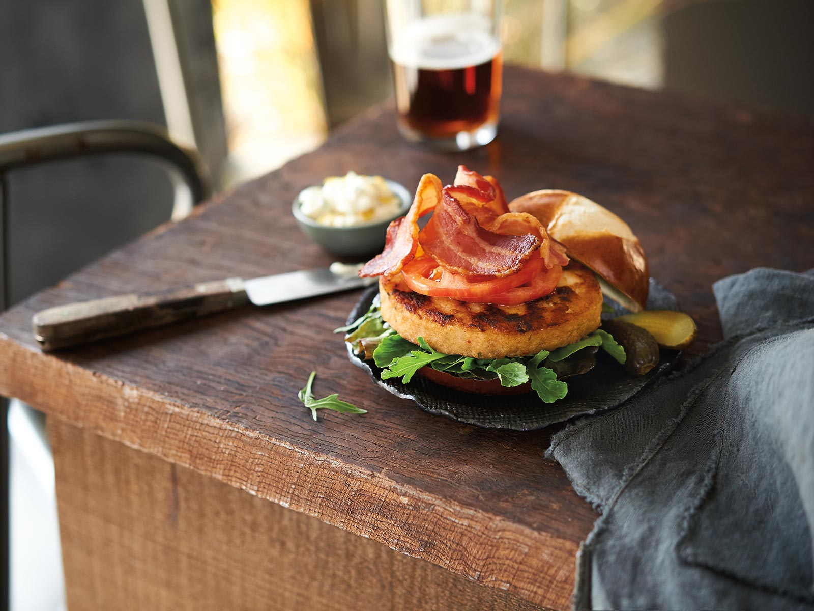 Bacon and Blue Wild Alaska Pollock Burger