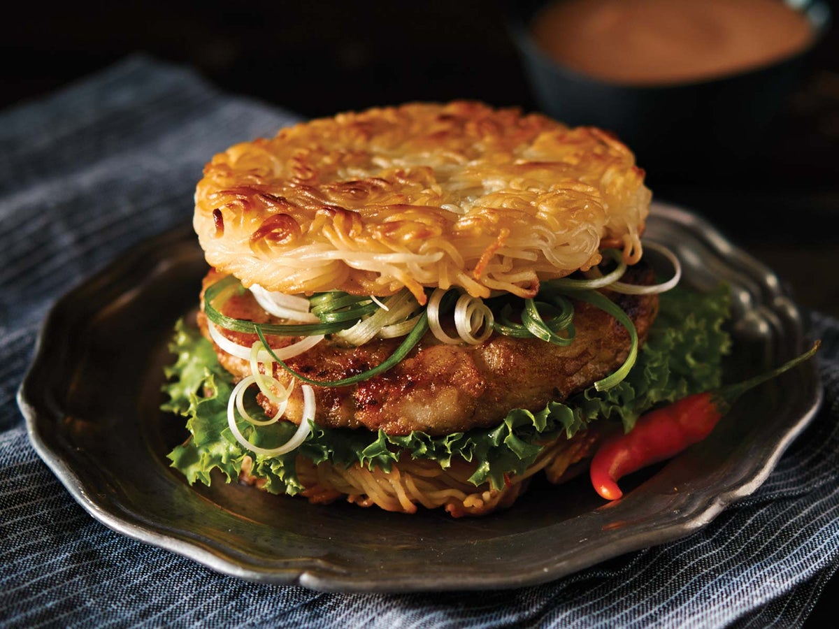 Wild Alaska Pollock Ramen Burgers with Sweet Chile Mayo