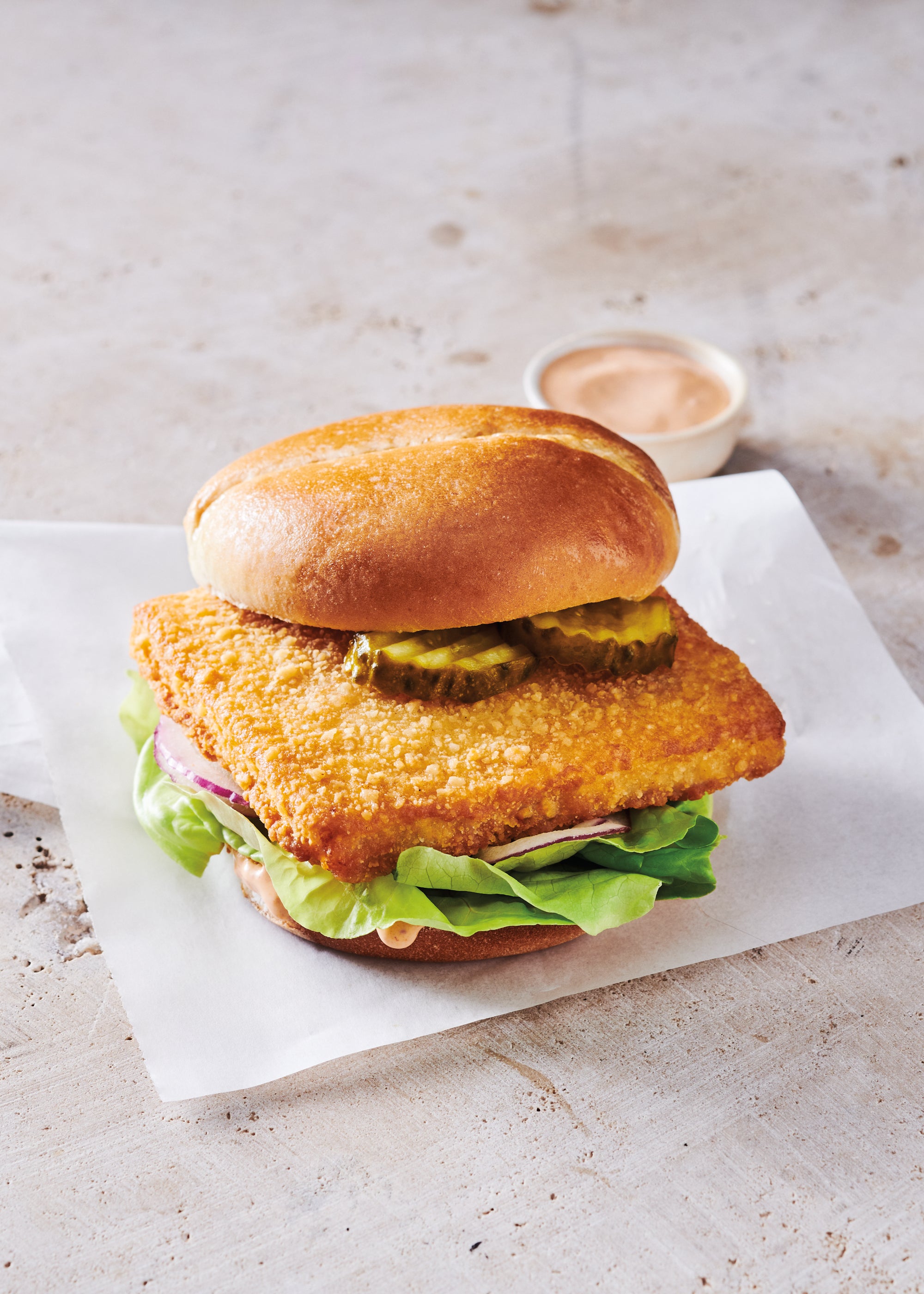Fish Sandwich on parchment paper