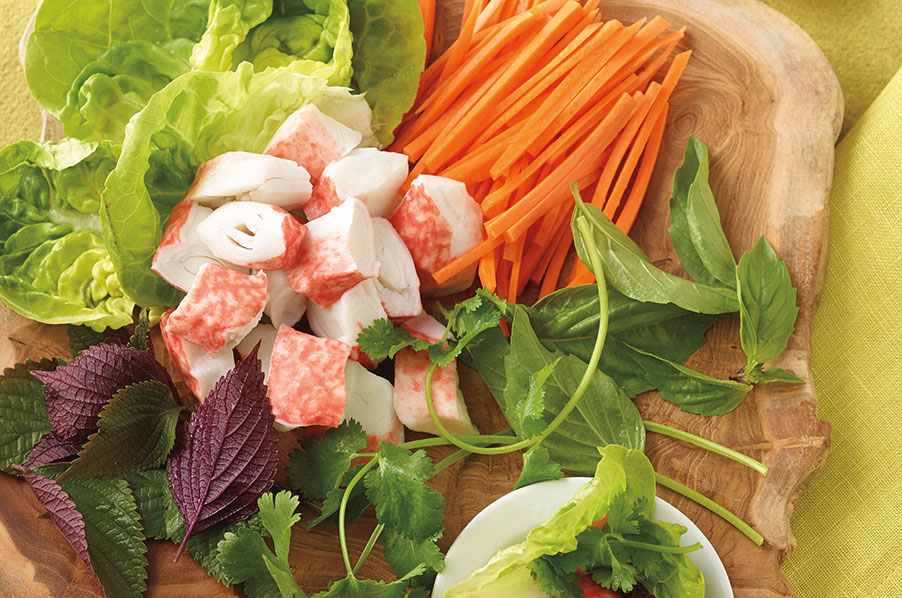 Seafood Lettuce Wraps w/ Imitation Crab Louis Kemp Recipes Trident Seafoods