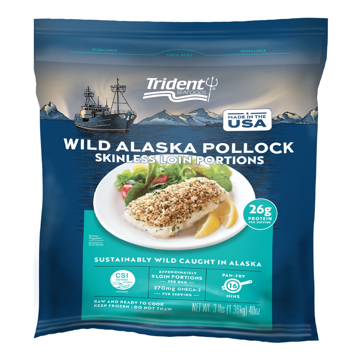 Wild Alaska Pollock Skinless Loin Portions