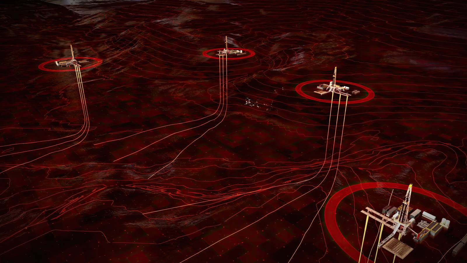 Computer graphic displaying multiple wells using the LOGIX platform