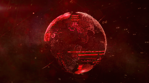 Red digital globe.