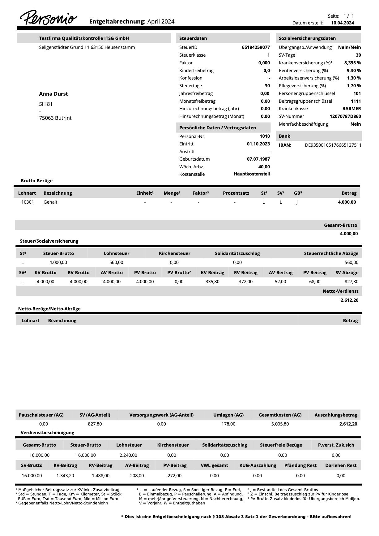 The Structure Of A Payslip – Personio