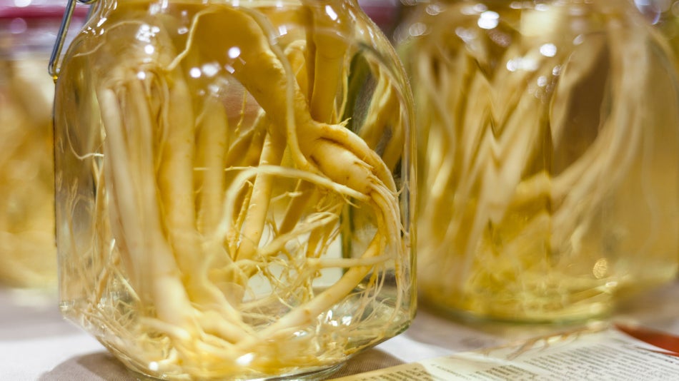 ginseng in jars for cosmetic use