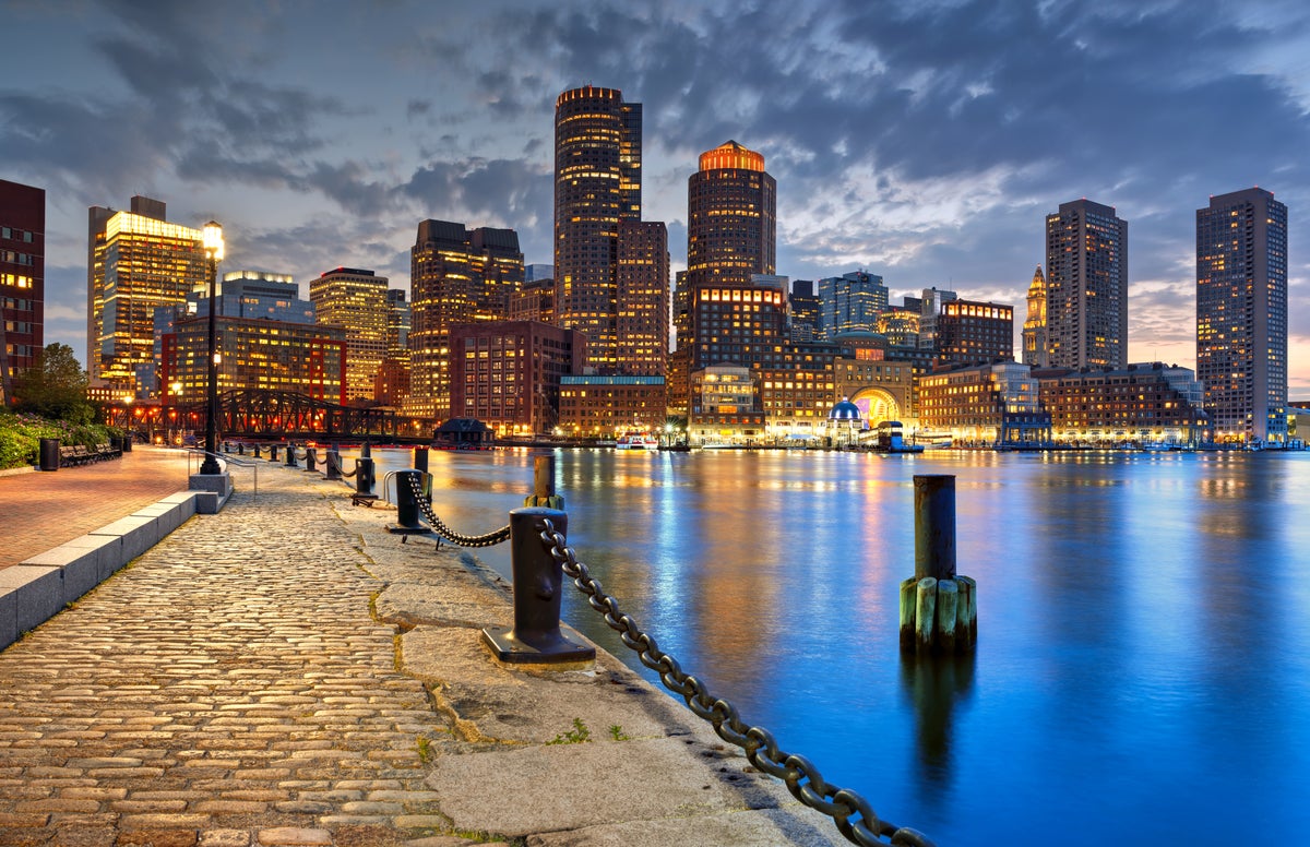 Image of Boston skyline over water