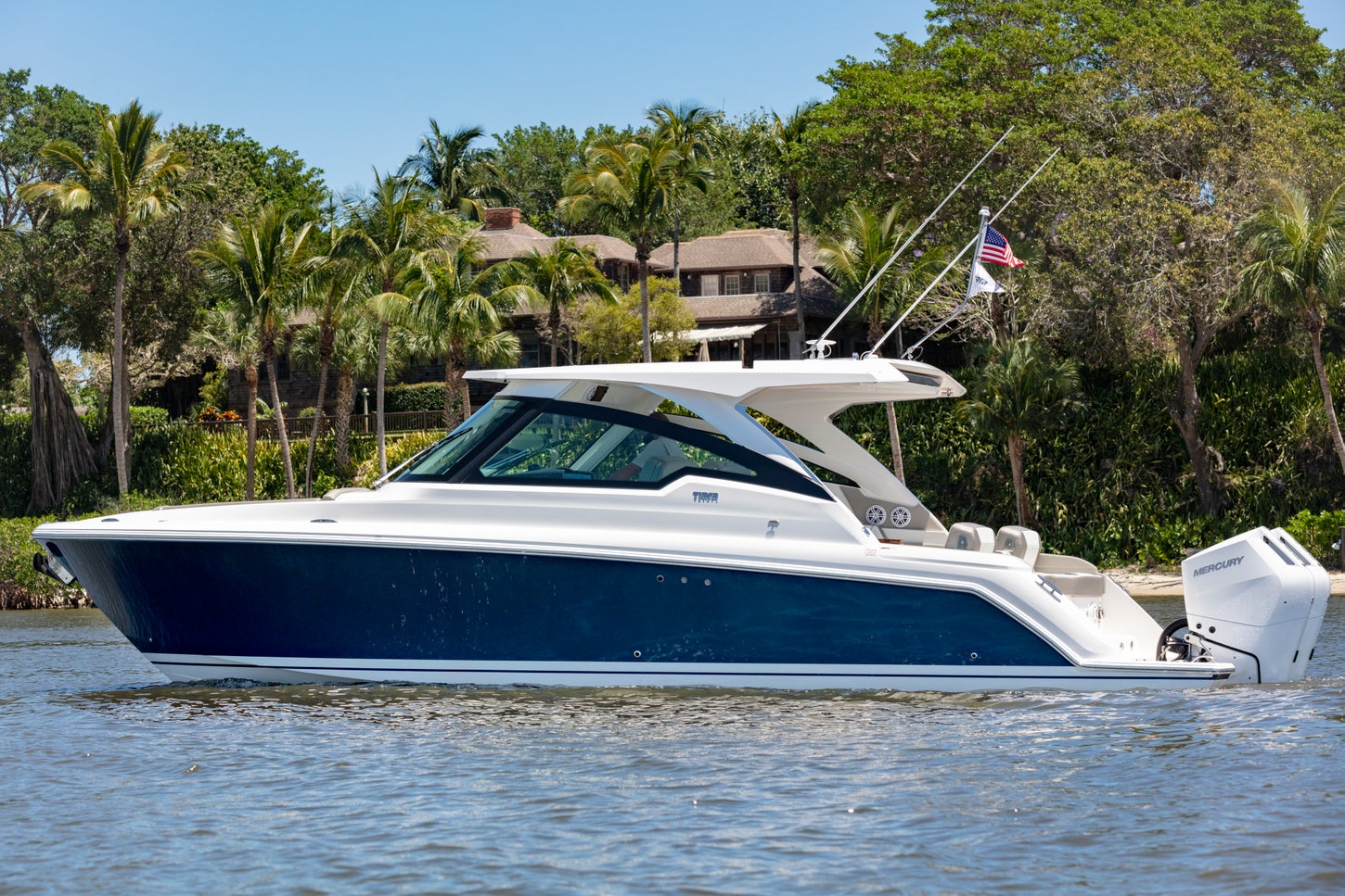 Tiara Yachts 34 LX at idle, port side