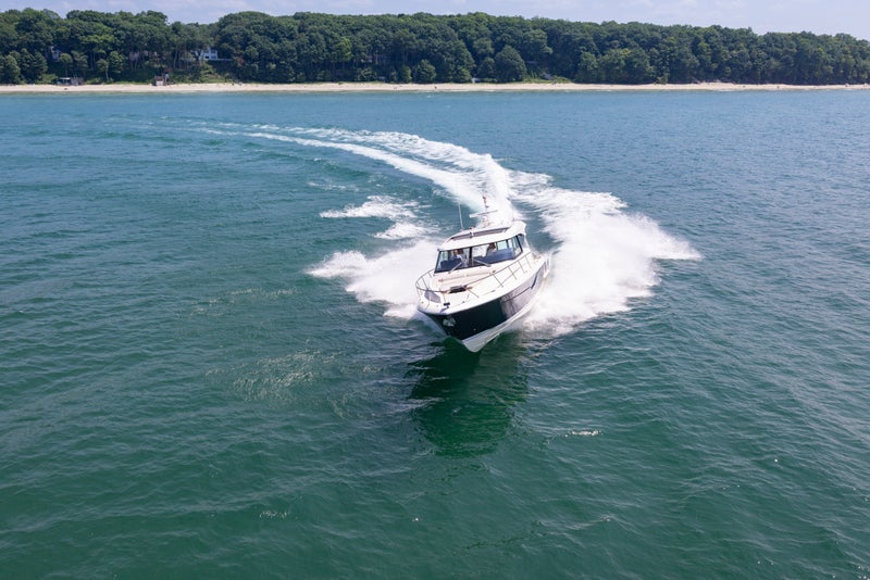 Tiara Yachts 48 LE Bow On Aerial