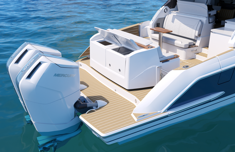 39 LE - Buffet Lounge Grill and Trunk Access Hatch, 39 foot boat, luxury cruiser, 39ft yacht, Tiara 39