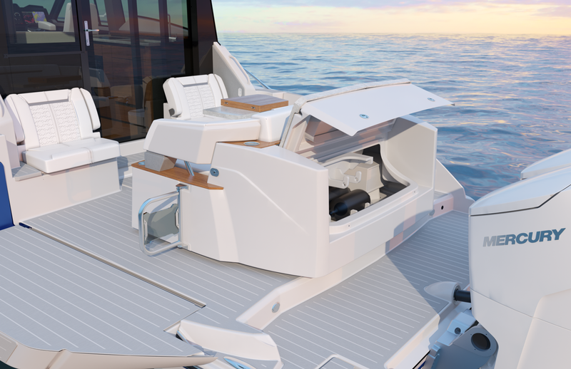 Tiara Yachts 43 LE Buffet Lounge trunk storage