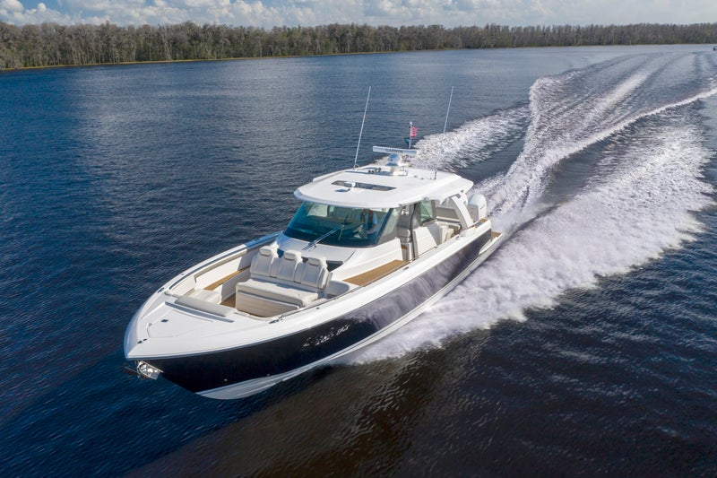 Tiara Yachts 48 LS Running Aerial Image