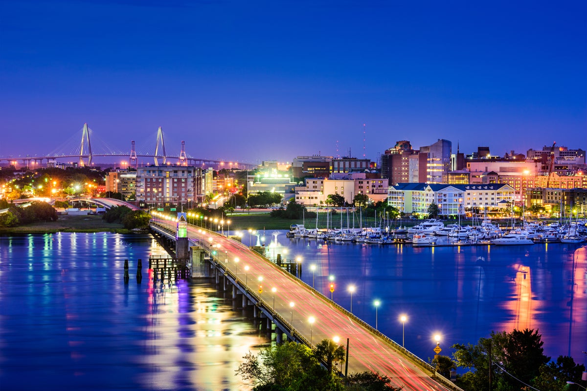 Ashley River in Charleston, SC at night