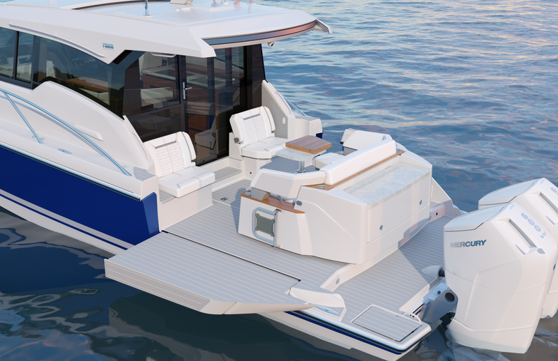 Tiara Yachts 43 LE with Buffet Lounge Module and fold-down terrace