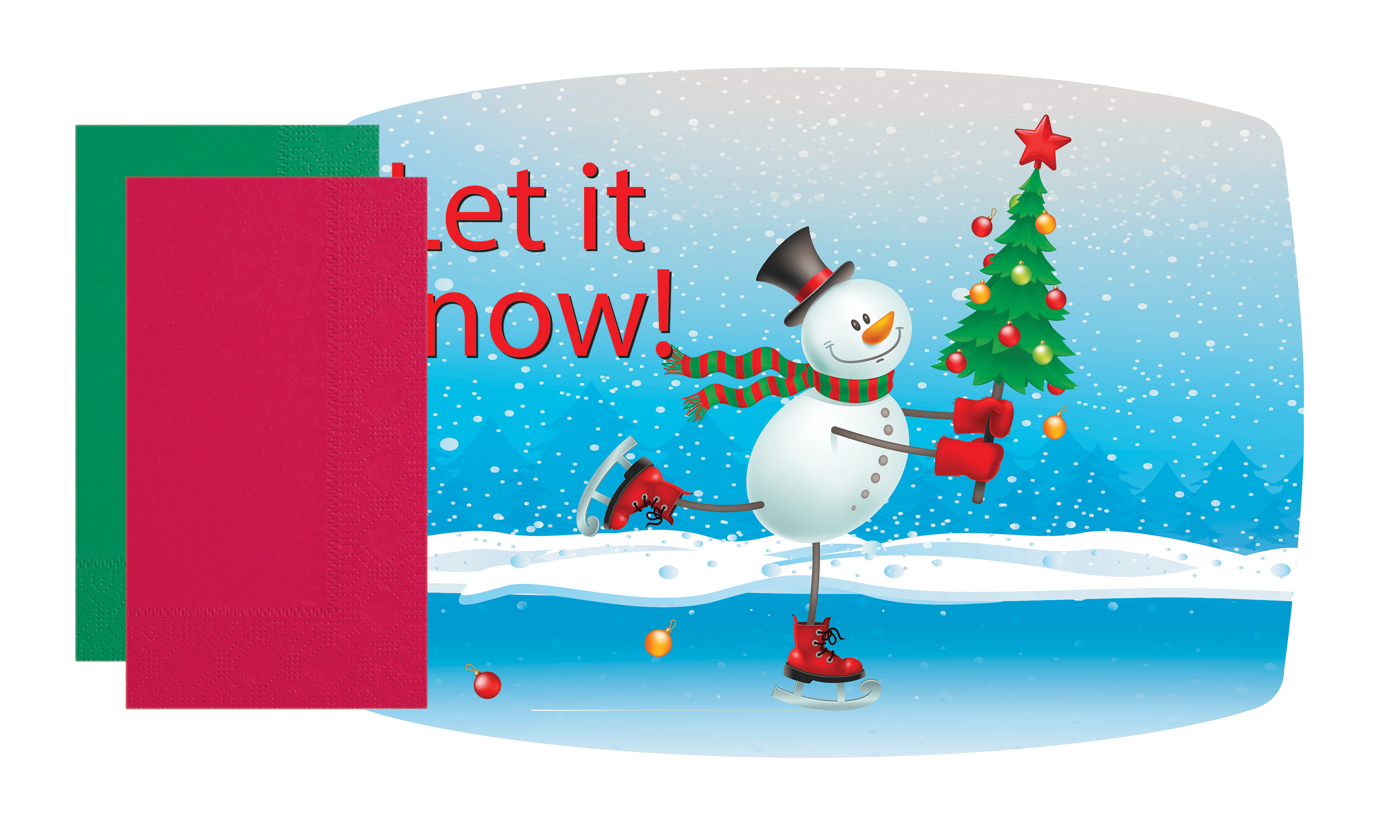 Skating Snowman Placemat and Napkin Combo Pack 500 ct.