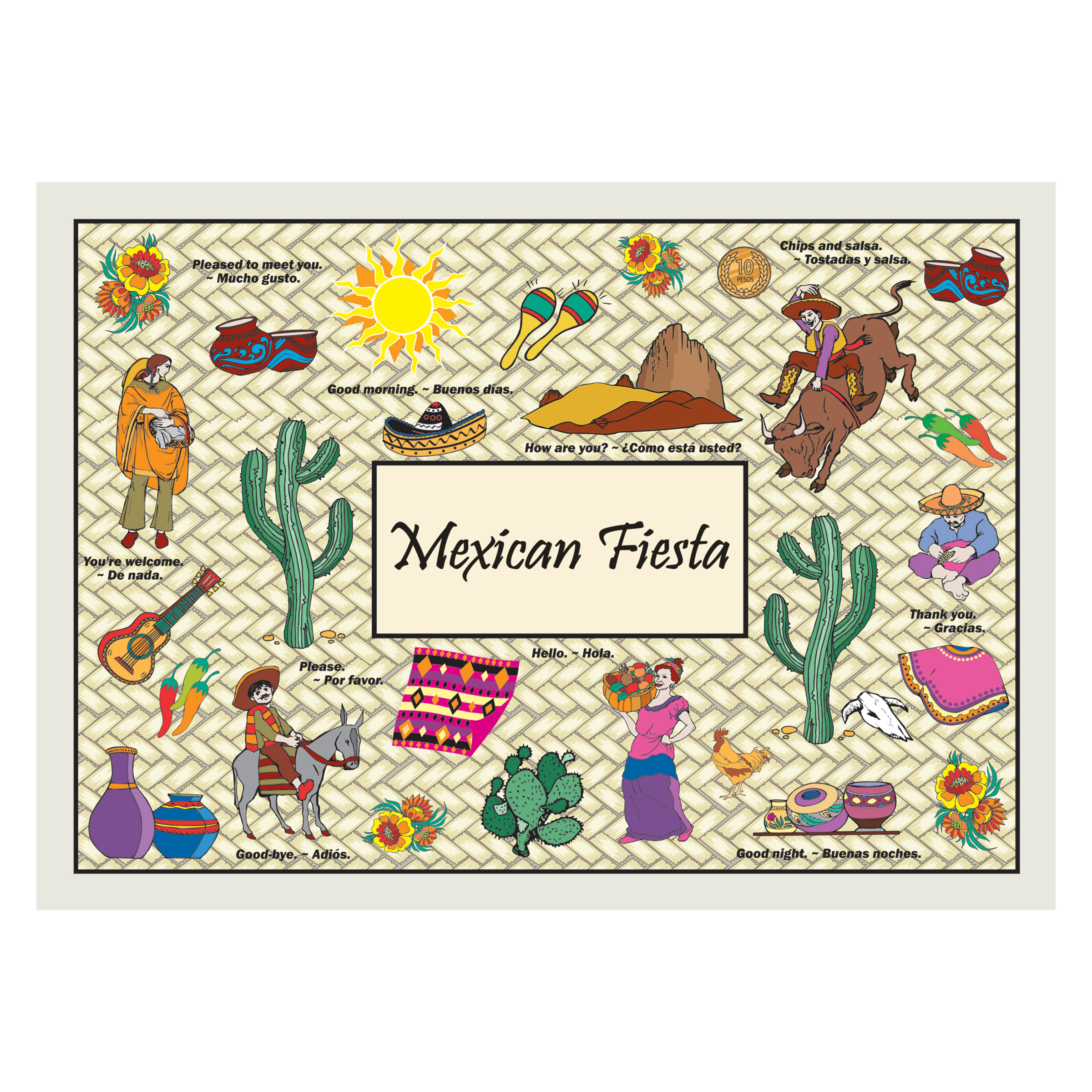 10 in x 14 in Mexican Fiesta Paper Placemats 1000 ct.