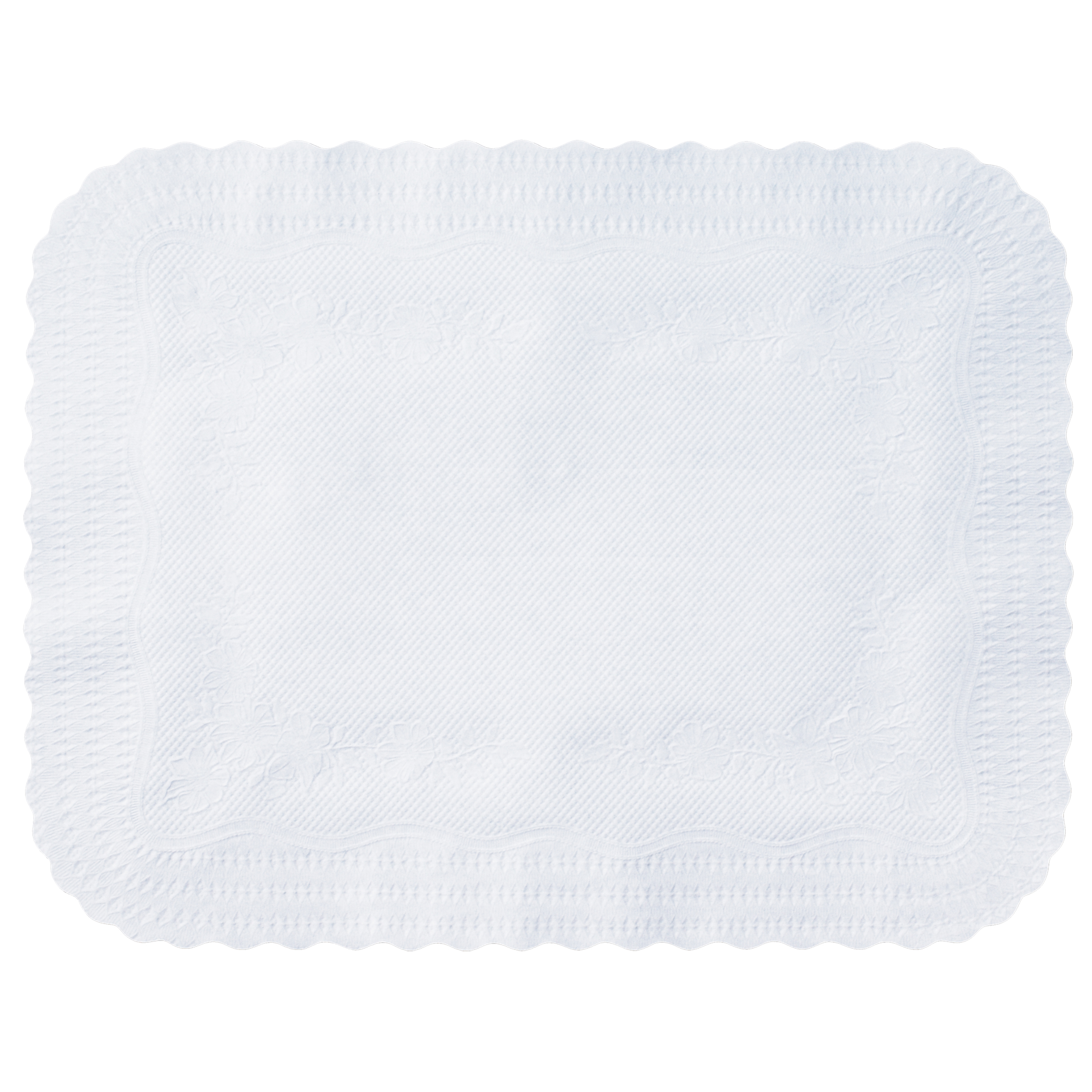 14 in x 19.25 in Scalloped Edge White Paper Traymats 1000 ct.